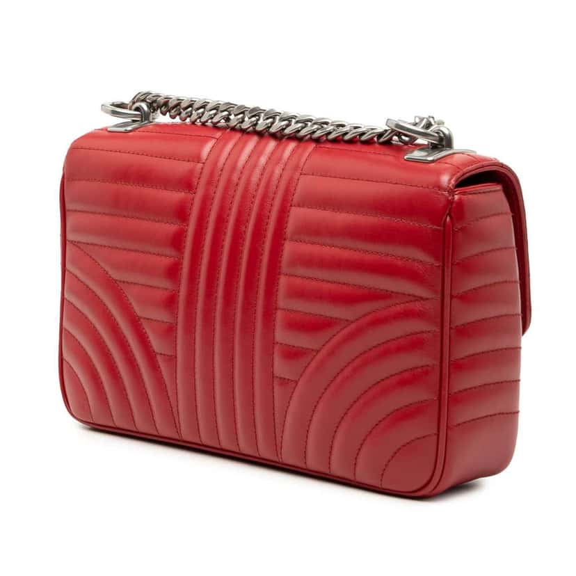 Prada Medium Soft Calf Impunture Diagramme Bag Red Leather Very good condition - Back View