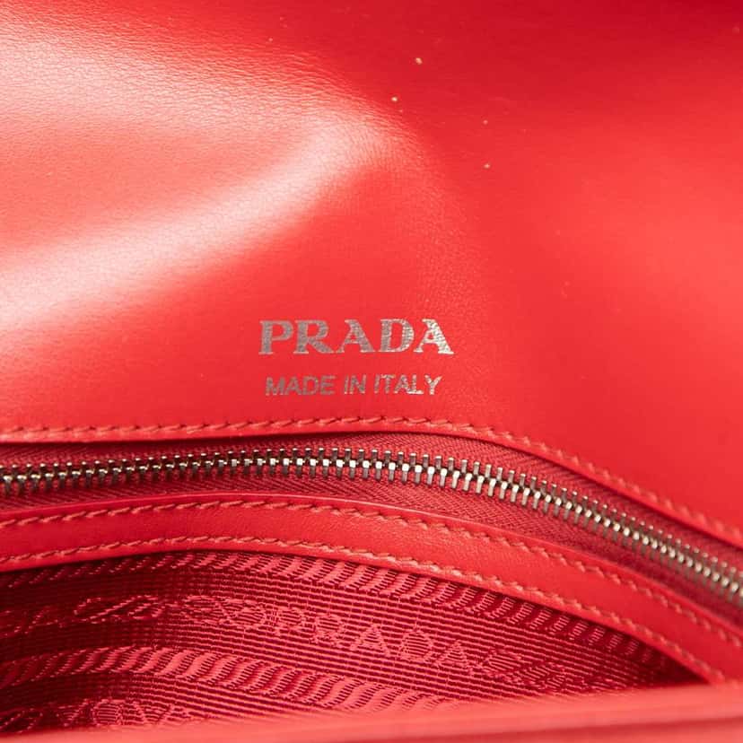 Prada Medium Soft Calf Impunture Diagramme Bag Red Leather Very good condition - Box View