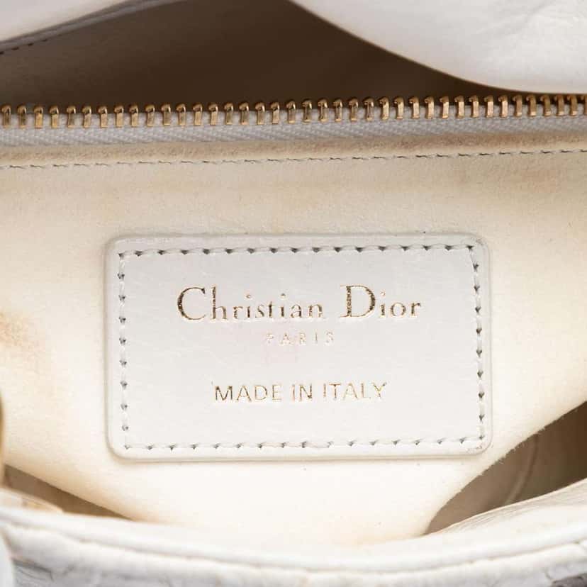 Dior Mini Wavy Crinkled Lambskin Lady Dior White Leather Very good condition - Box View