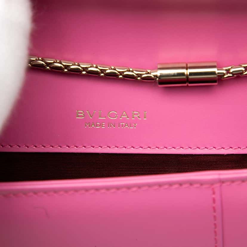 Bvlgari Small Leather Square Serpenti Forever Chain Crossbody Pink Leather Very good condition - Box View