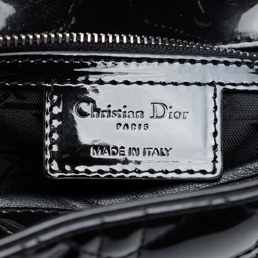 Dior Large Patent Cannage Lady Dior Black Leather Very good condition - Box View