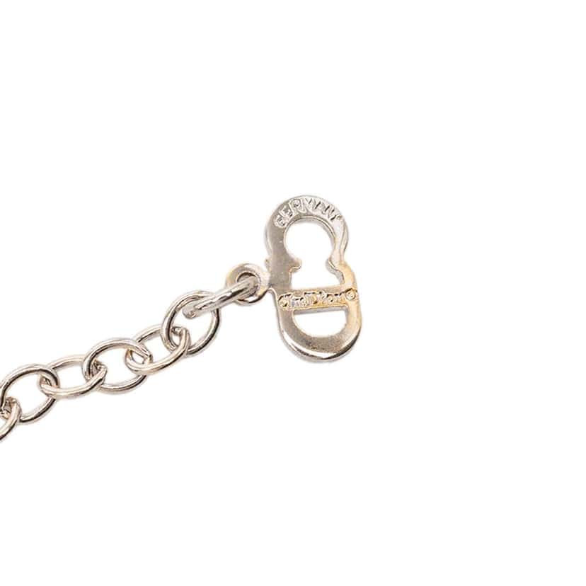 Dior Gold Plated Logo Tear Drop Rhinestones Pendant Necklace Gold Metal Very good condition - Box View