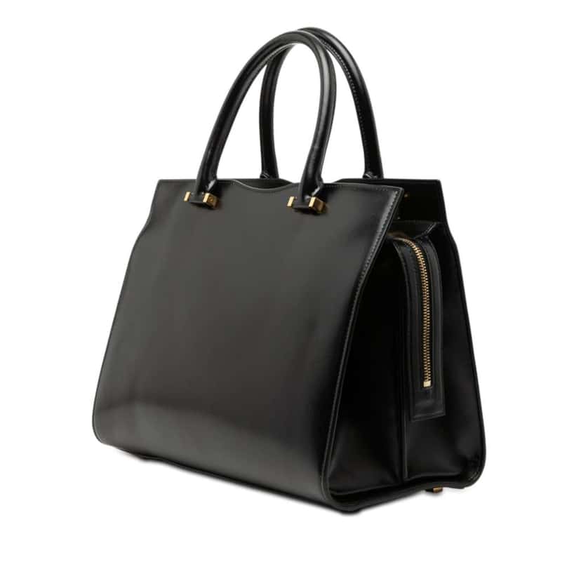 Saint Laurent Medium Smooth Calfskin Monogram Uptown Satchel Black Leather Very good condition - Back View