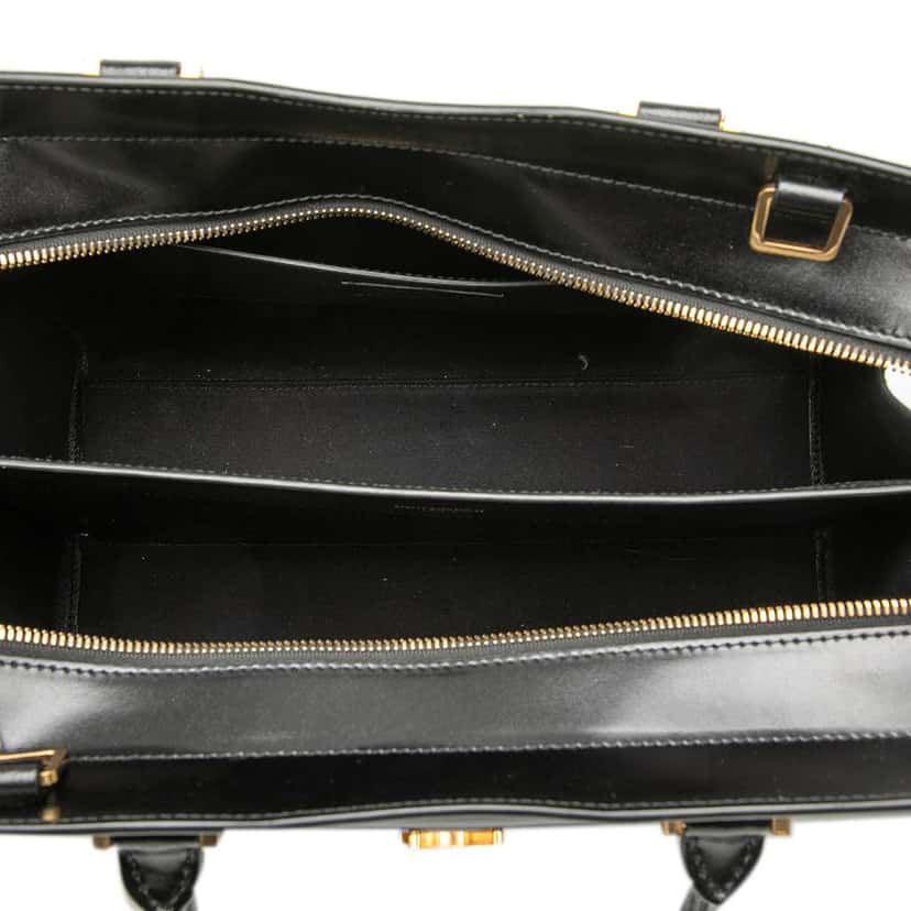 Saint Laurent Medium Smooth Calfskin Monogram Uptown Satchel Black Leather Very good condition - Model View