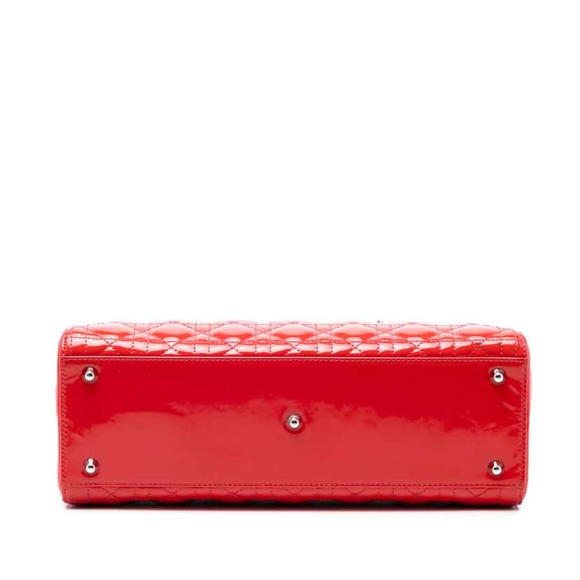 Dior Large Patent Cannage Lady Dior Red Leather Very good condition - Inside View