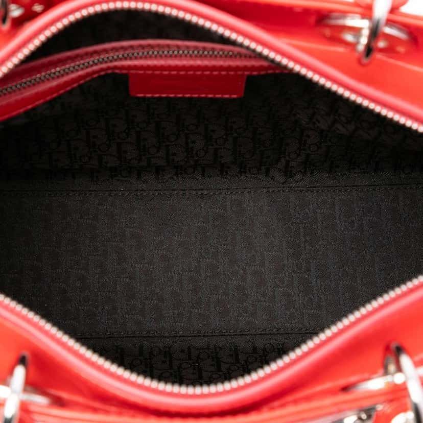 Dior Large Patent Cannage Lady Dior Red Leather Very good condition - Model View