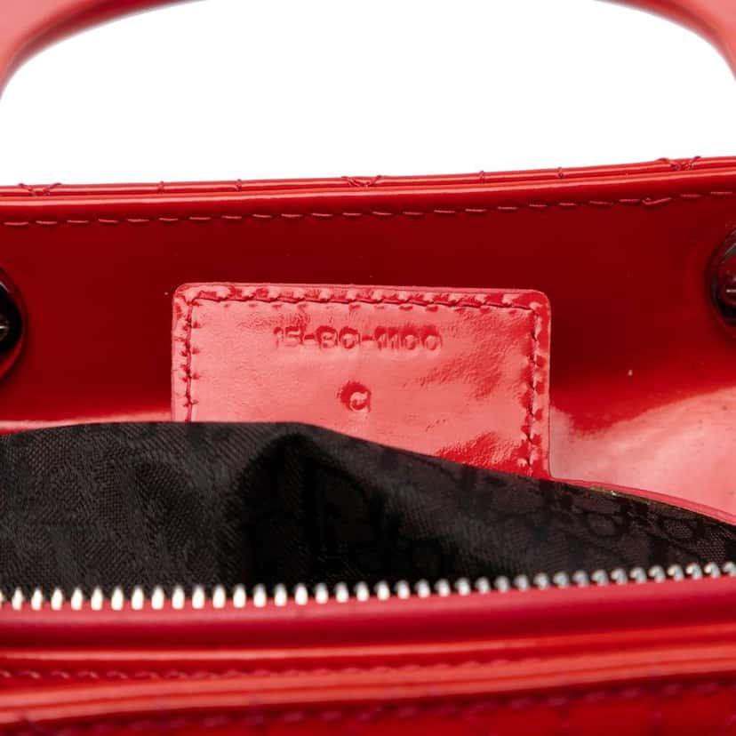 Dior Large Patent Cannage Lady Dior Red Leather Very good condition - Box View
