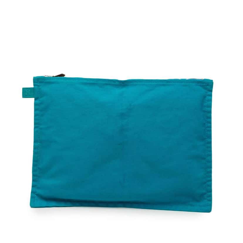 Hermès Toile Bora Bora Zip Pouch GM Blue Canvas Very good condition - Front View