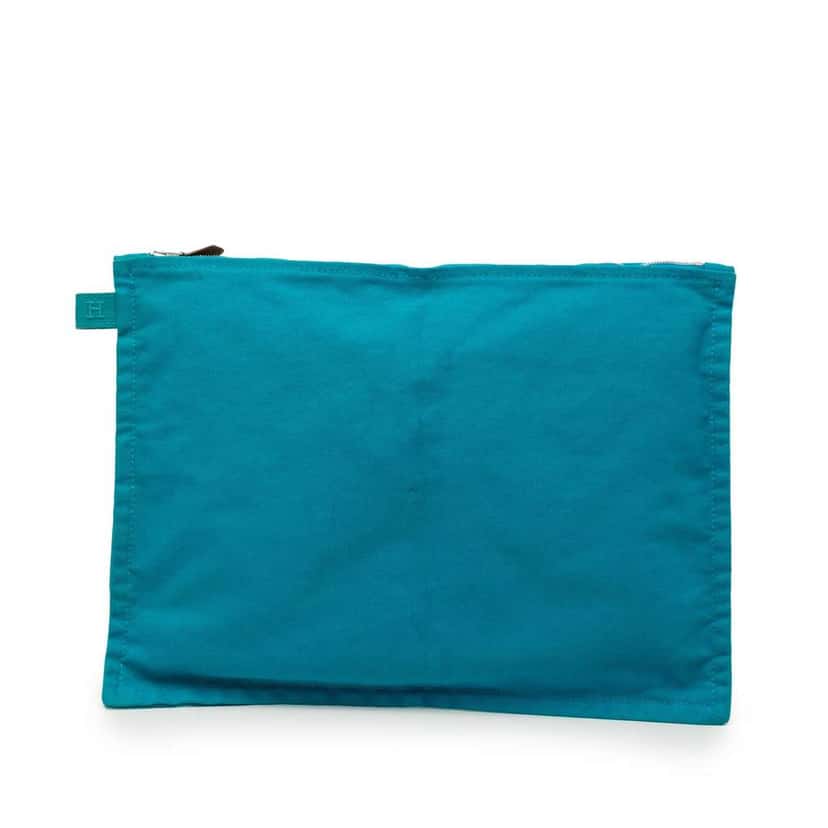 Hermès Toile Bora Bora Zip Pouch GM Blue Canvas Very good condition - Back View