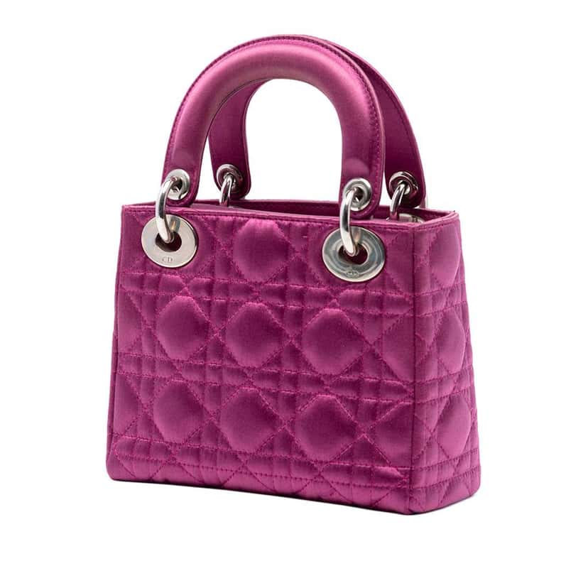 Dior Mini Satin Cannage Lady Dior Pink Satin Very good condition - Back View