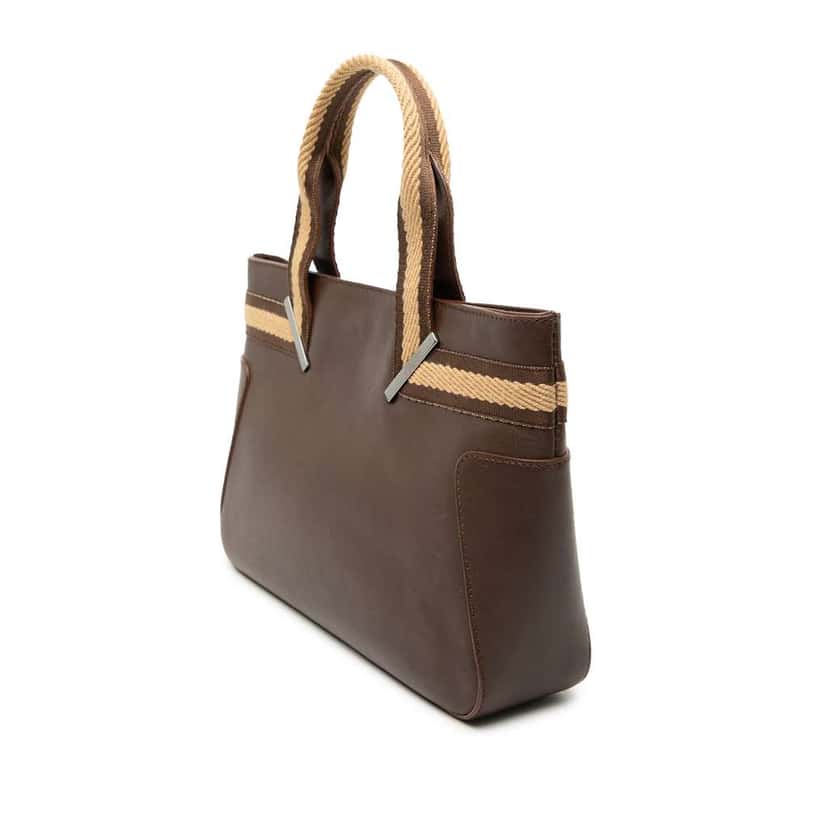 Gucci Leather Web Handbag Brown Leather Very good condition - Back View