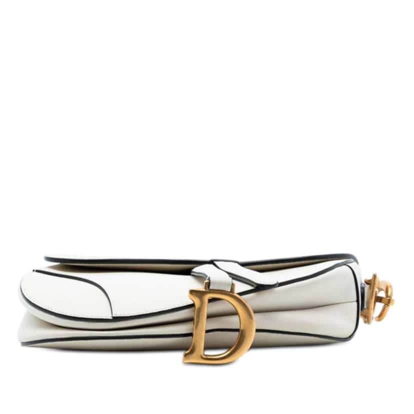 Dior Grained Calfskin Saddle Bag White Leather Very good condition - Inside View