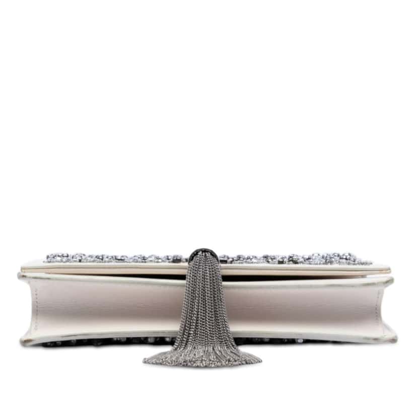 Saint Laurent Beaded Calfskin Monogram Kate Tassel Wallet on Chain White Leather Very good condition - Inside View