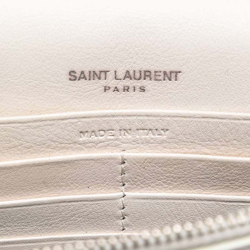 Saint Laurent Beaded Calfskin Monogram Kate Tassel Wallet on Chain White Leather Very good condition - Box View
