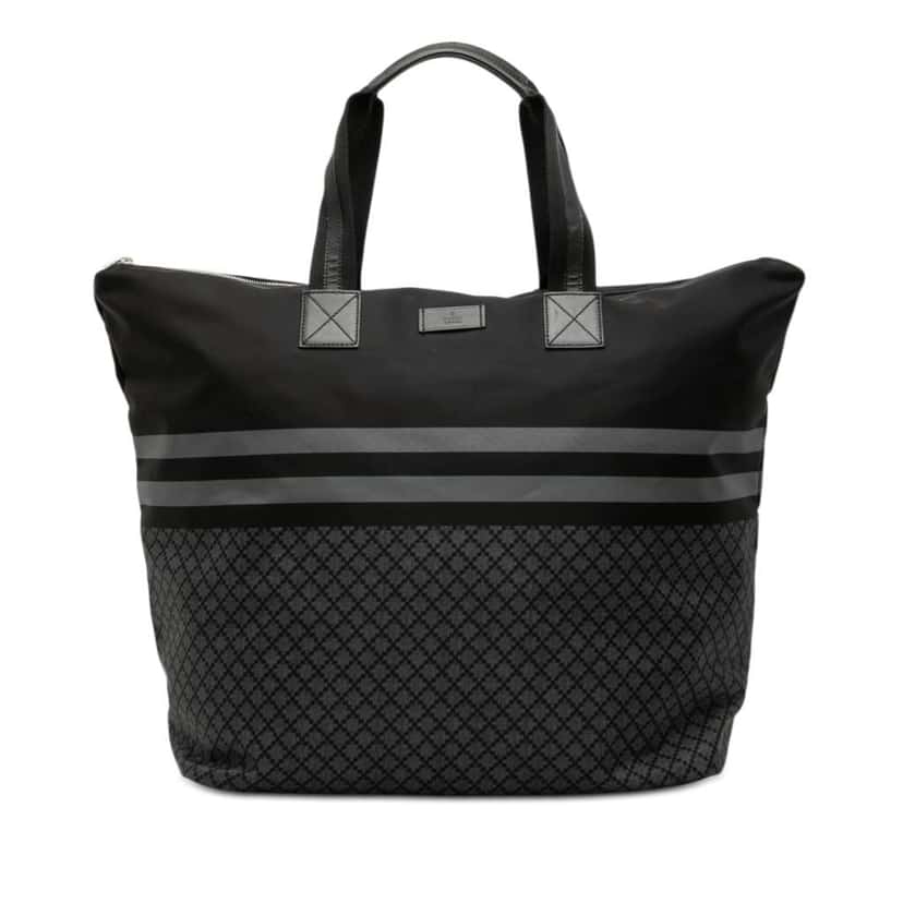 Gucci Diamante Nylon Web Tote Black Very good condition - Front View