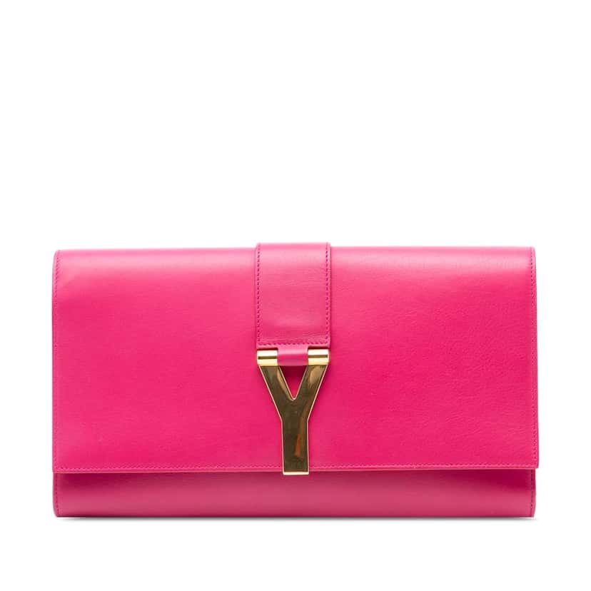 Saint Laurent Leather Chyc Ligne Clutch Pink Leather Very good condition - Front View