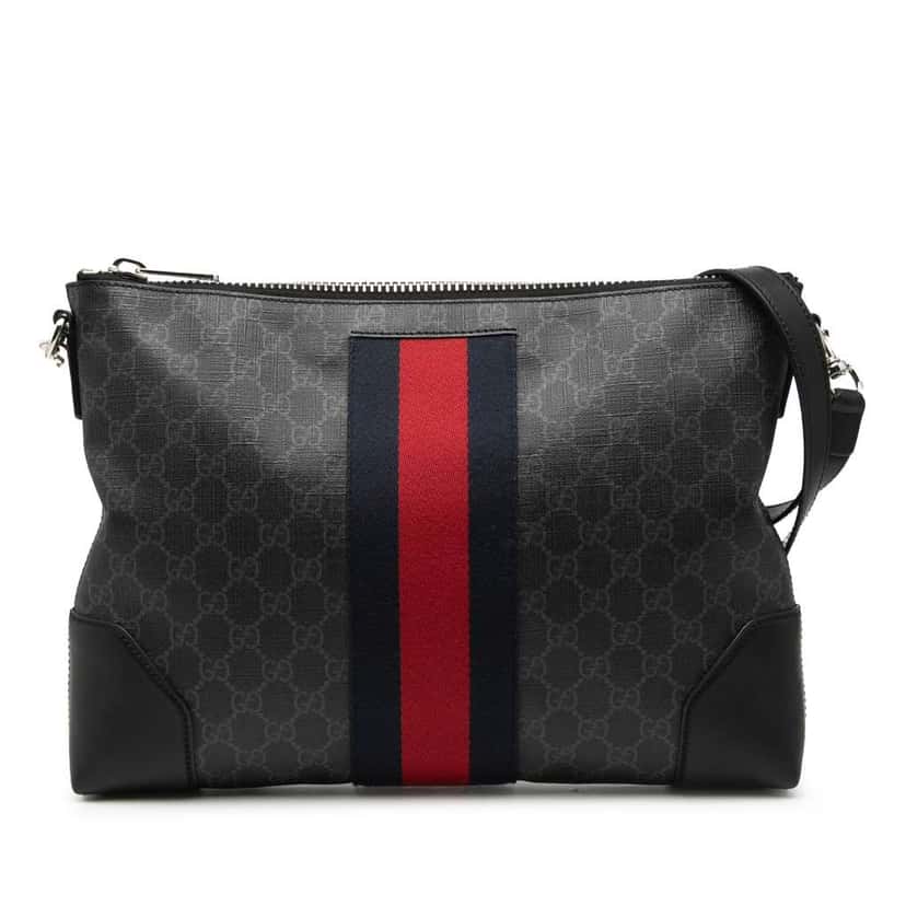 Gucci GG Supreme Web Crossbody Black Canvas Very good condition - Front View