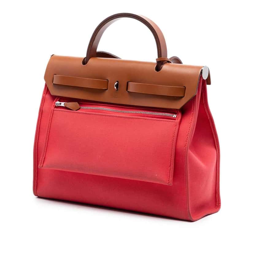 Hermès Toile Herbag Zip 31 Red Canvas Very good condition - Back View