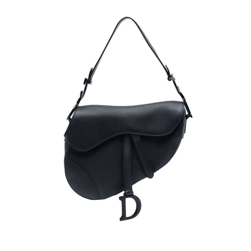 Dior Ultra Matte Calfskin Saddle Bag Black Leather Very good condition - Front View