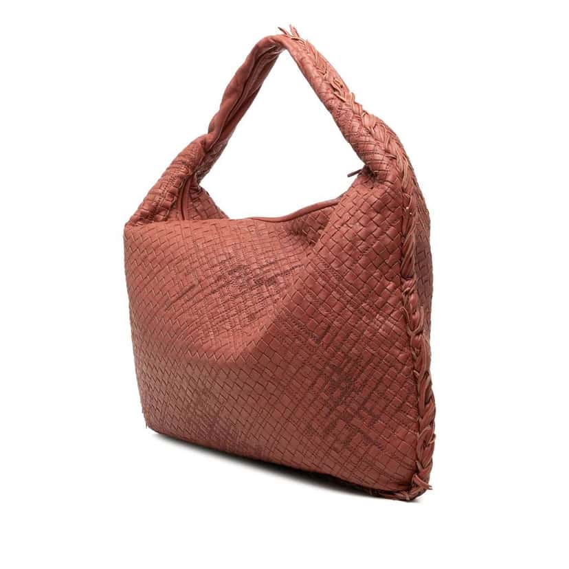 Bottega Veneta Large Nappa Intrecciato Veneta Hobo Red Leather Very good condition - Back View