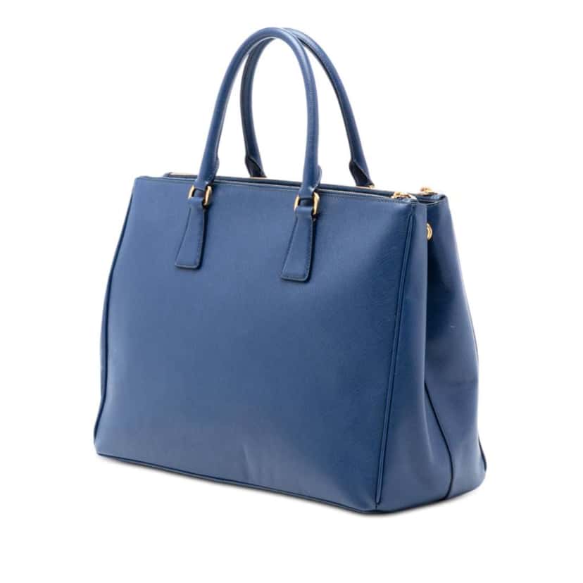 Prada Large Saffiano Lux Galleria Double Zip Tote Blue Leather Very good condition - Back View