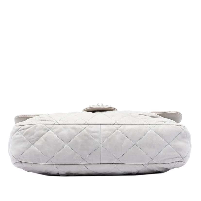 Chanel Large Quilted Iridescent Calfskin Coco Pleats Flap Grey Leather Very good condition - Inside View