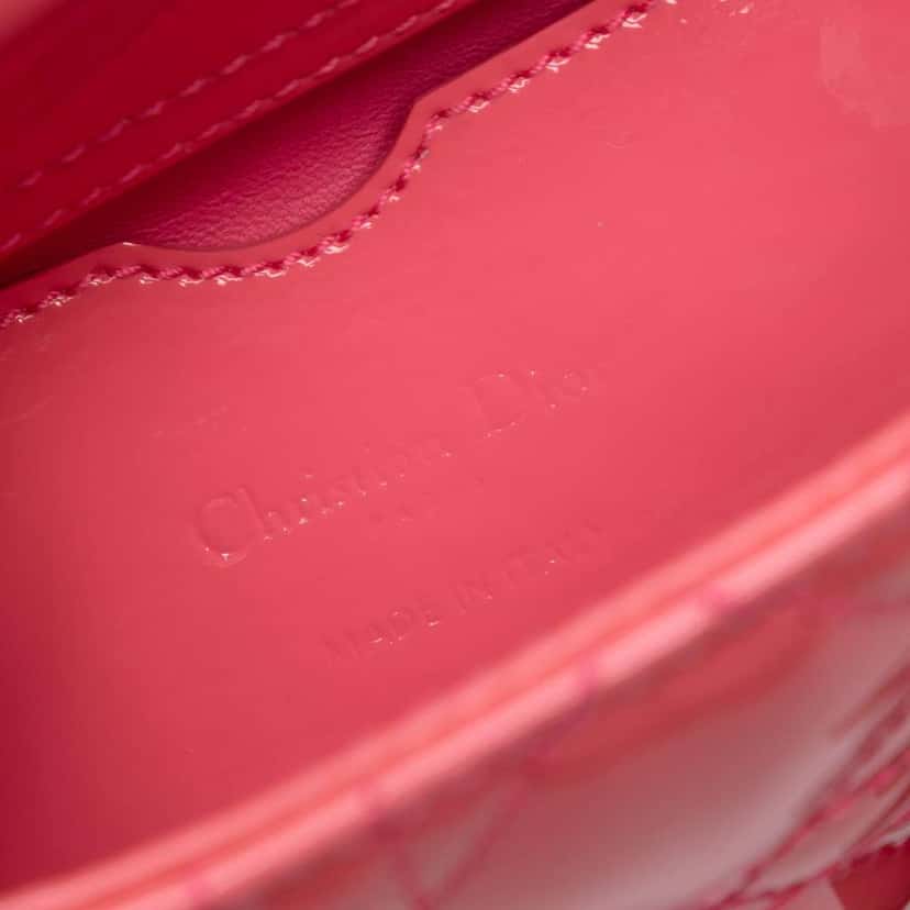 Dior Micro Patent Cannage Lady Dior Pink Leather Very good condition - Box View
