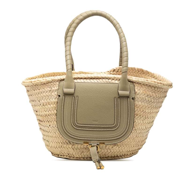 Chloé Medium Raffia Marcie Basket Tote Beige Very good condition - Front View