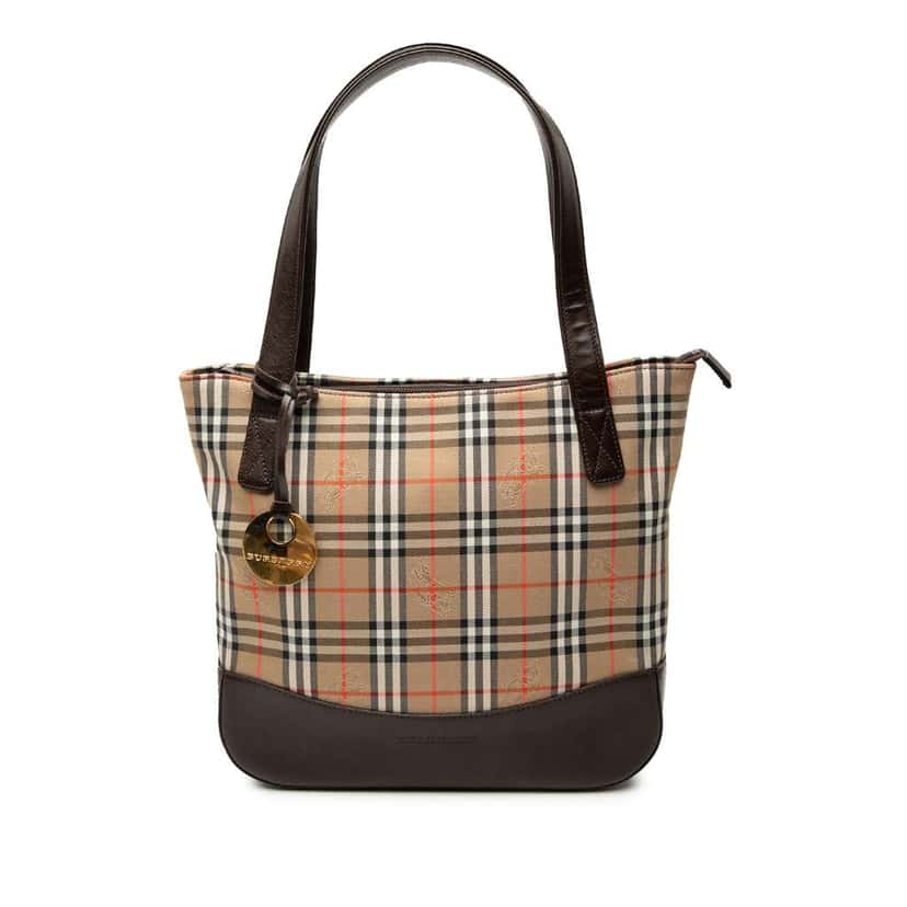 Burberry Haymarket Check Canvas Handbag Beige Canvas Very good condition - Front View