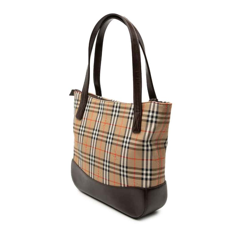 Burberry Haymarket Check Canvas Handbag Beige Canvas Very good condition - Back View