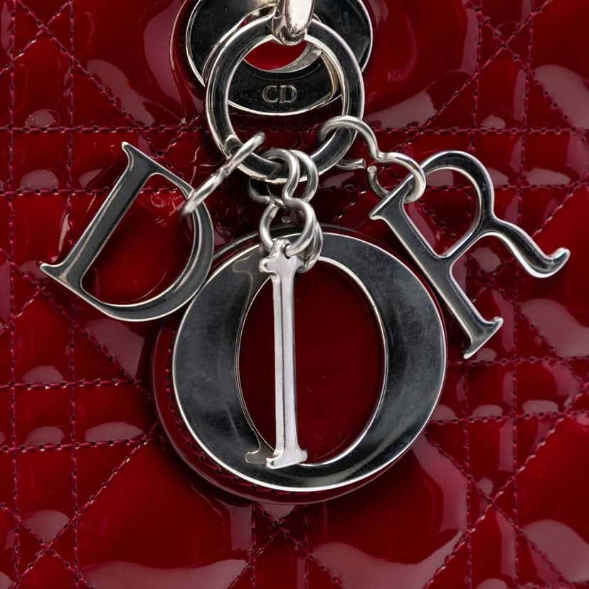 Dior Large Patent Cannage Lady Dior Red Leather Very good condition - Box View