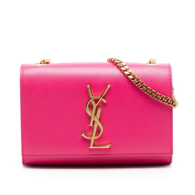 Saint Laurent Small Grain De Poudre Monogram Kate Crossbody Pink Leather Very good condition - Front View