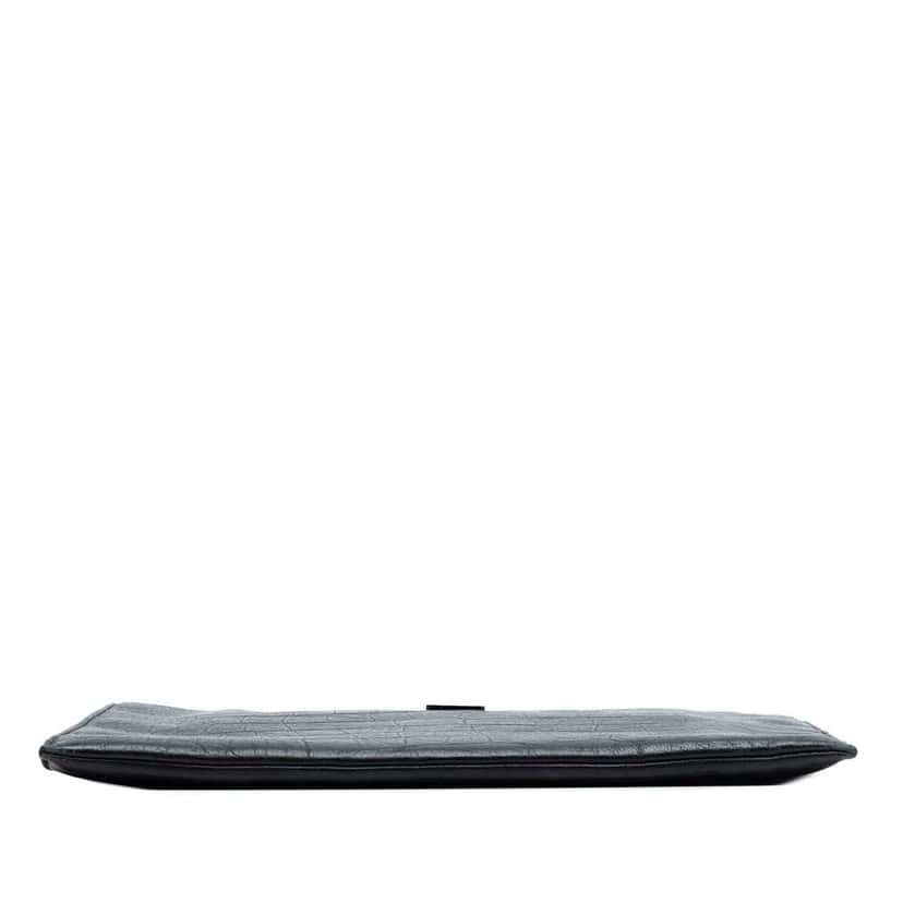 Saint Laurent Croc Embossed Leather Monogram Clutch Black Leather Very good condition - Inside View