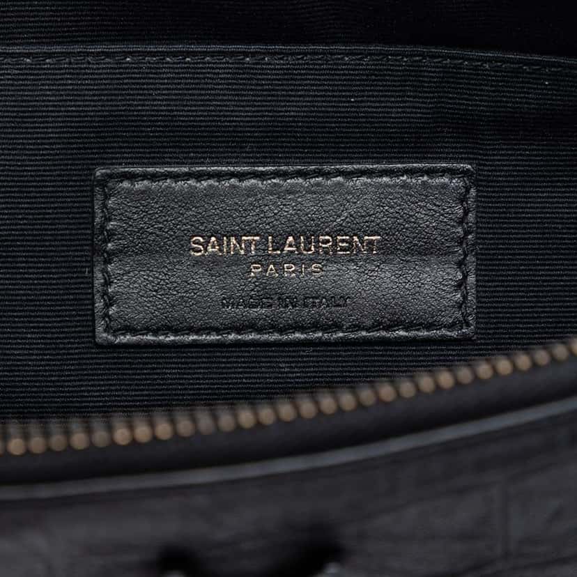 Saint Laurent Croc Embossed Leather Monogram Clutch Black Leather Very good condition - Box View