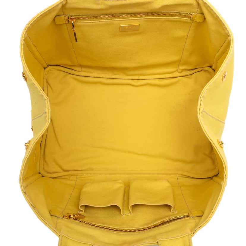 Prada Large Canvas Canapa Logo Satchel Yellow Canvas Good condition - Model View