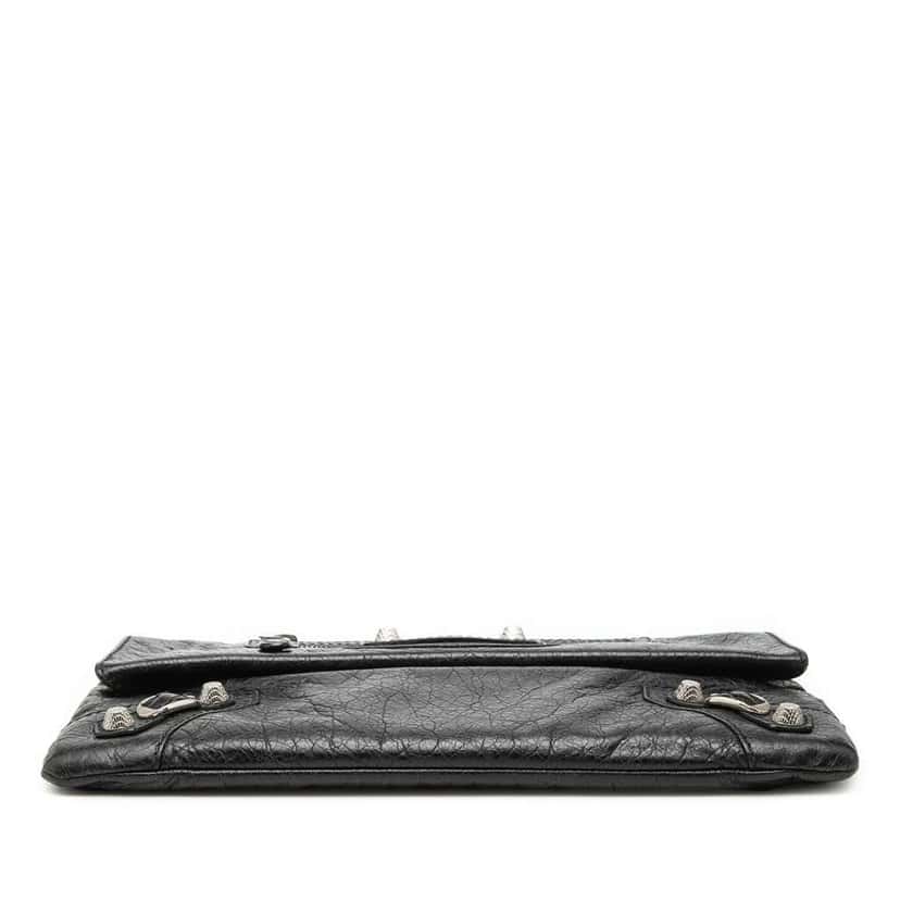 Balenciaga Lambskin Motocross Giant 12 Envelope Clutch Black Leather Very good condition - Inside View