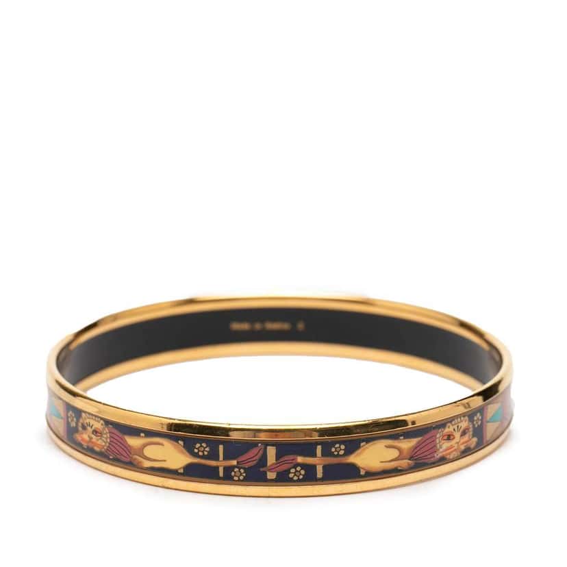 Hermès Narrow Lion Head Enamel Bangle 62 Black Very good condition - Inside View
