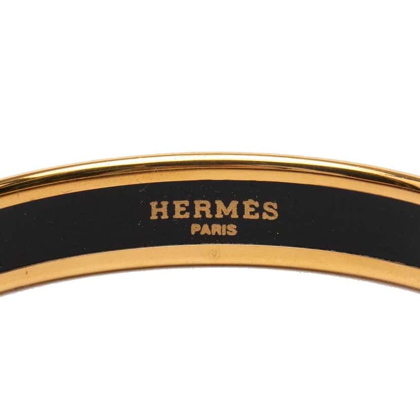 Hermès Narrow Lion Head Enamel Bangle 62 Black Very good condition - Model View