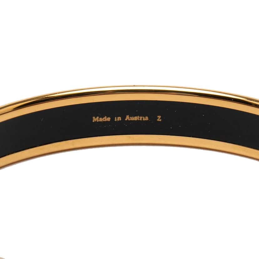 Hermès Narrow Lion Head Enamel Bangle 62 Black Very good condition - Box View