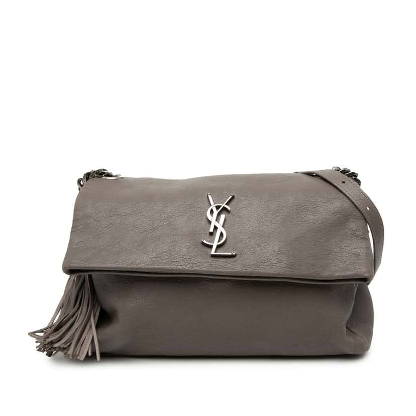 Saint Laurent Medium Grain De Poudre West Hollywood Crossbody Grey Leather Very good condition - Front View