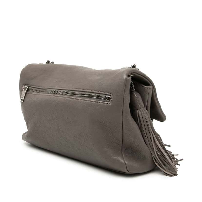Saint Laurent Medium Grain De Poudre West Hollywood Crossbody Grey Leather Very good condition - Back View