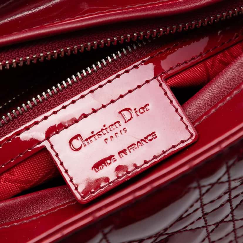 Dior Medium Patent Cannage Lady Dior Red Leather Very good condition - Box View