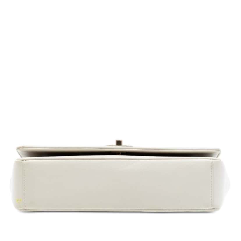 Chanel Medium Chevron Sheepskin Mademoiselle Vintage Flap White Leather Very good condition - Inside View