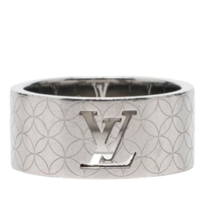 Louis Vuitton Stainless Steel LV Champs Elysees Ring L Silver Stainless steel Very good condition - Front View