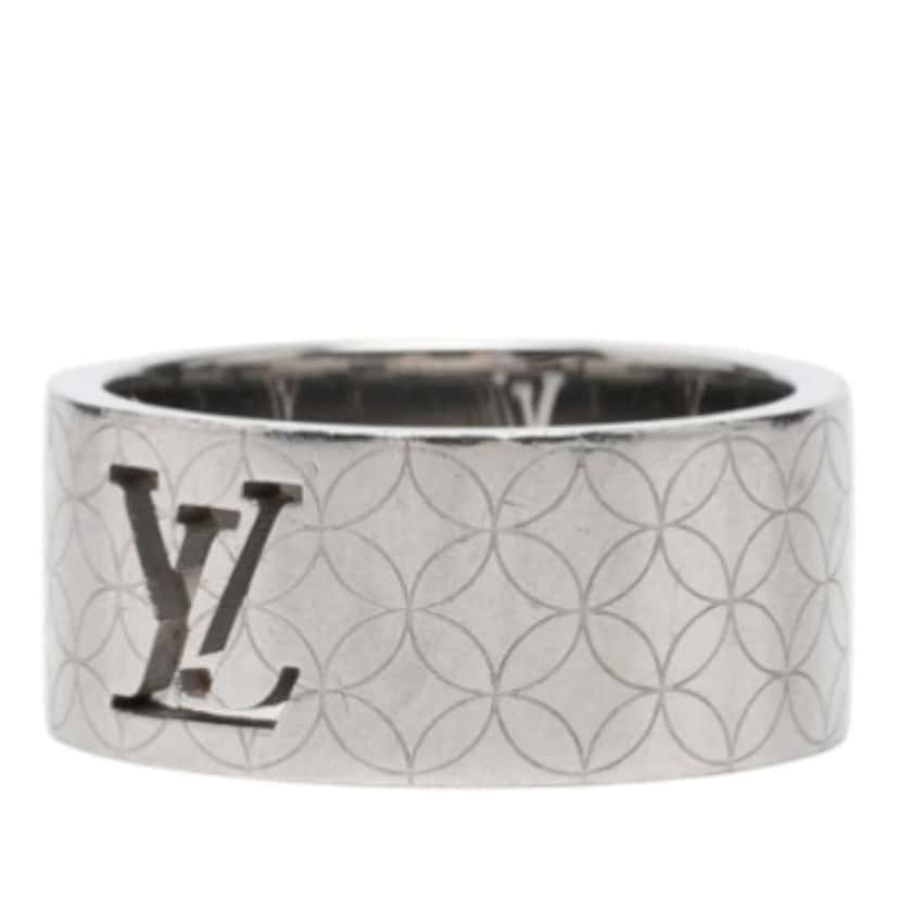 Louis Vuitton Stainless Steel LV Champs Elysees Ring L Silver Stainless steel Very good condition - Back View
