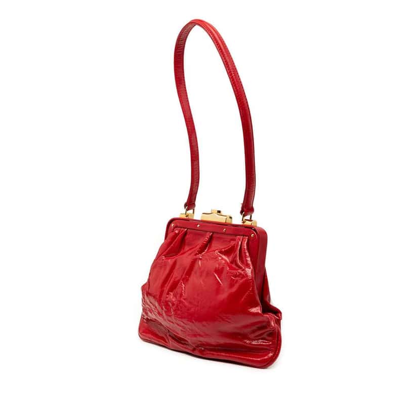 Fendi Patent Frame Shoulder Bag Red Leather Very good condition - Back View