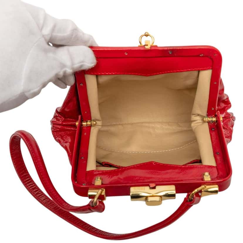 Fendi Patent Frame Shoulder Bag Red Leather Very good condition - Model View