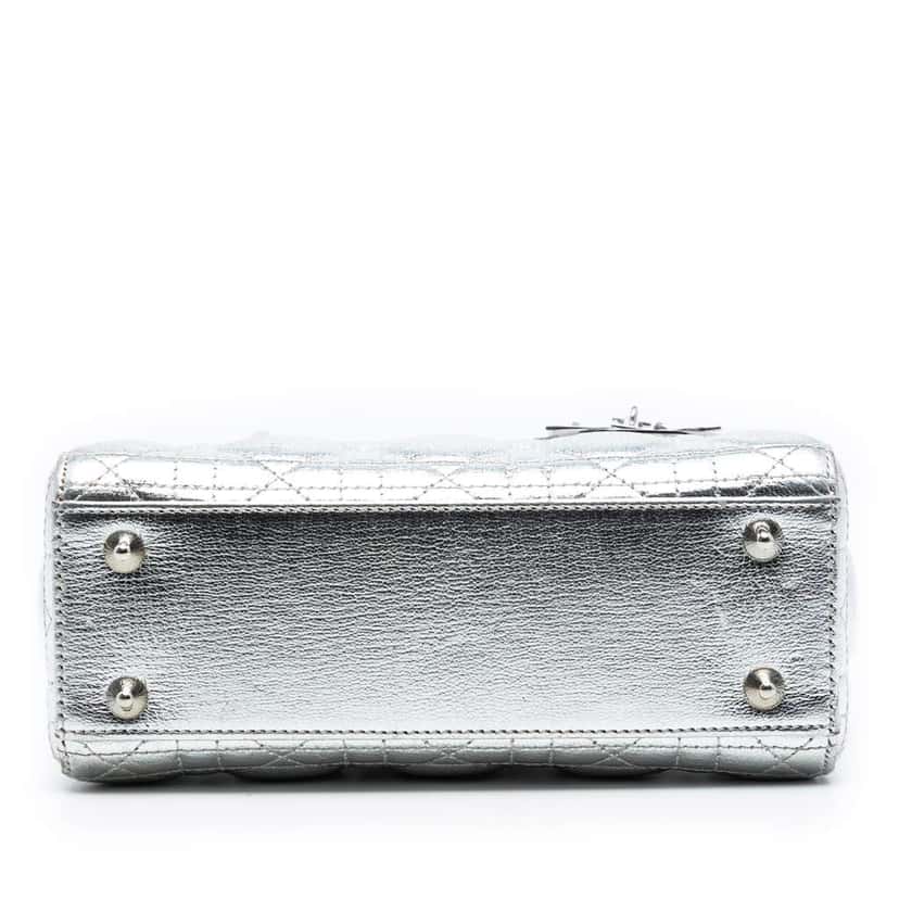 Dior Small Metallic Lambskin Cannage My ABCDior Lady Dior Silver Leather Very good condition - Inside View