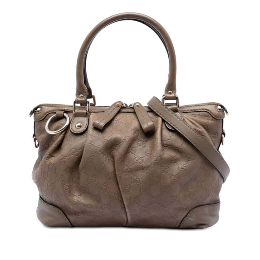 Gucci Guccissima Sukey Satchel Brown Leather Very good condition - Front View
