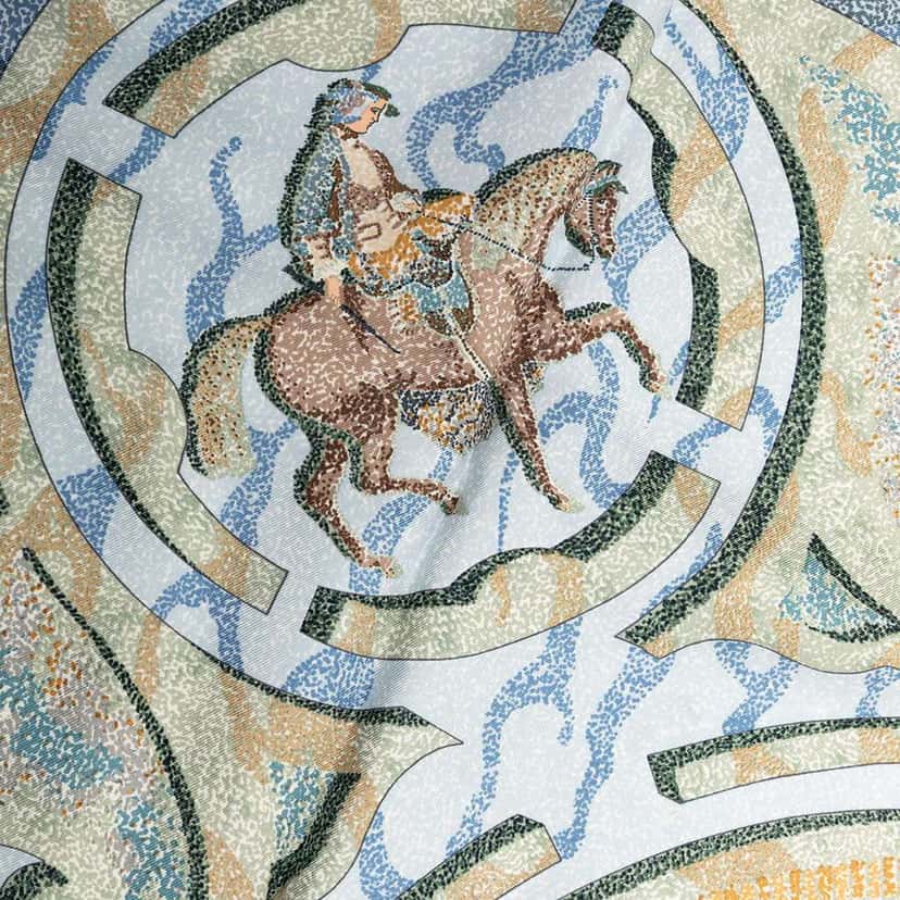 Hermès Alfred De Dreux Peintre du Cheval Silk Scarf Blue Silk Very good condition - Box View